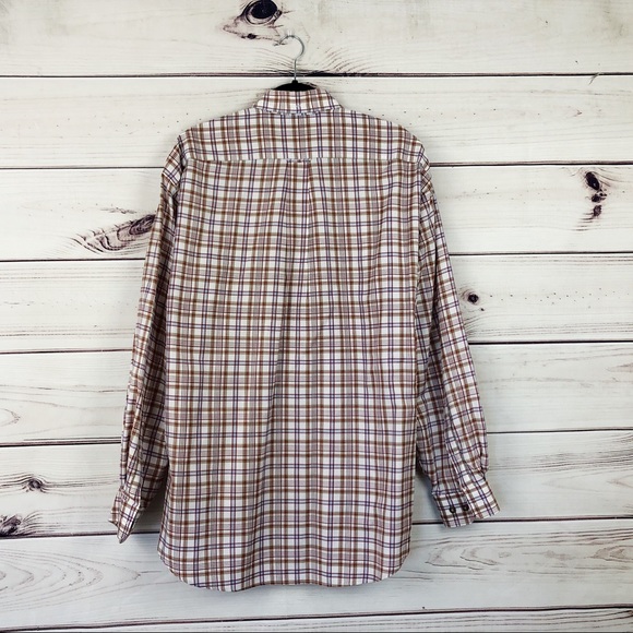 Faconnable Men’s Orange & Blue Plaid Button Down - Picture 3 of 6